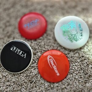 Mini Disc Golf Set with Red, Black, and White Discs